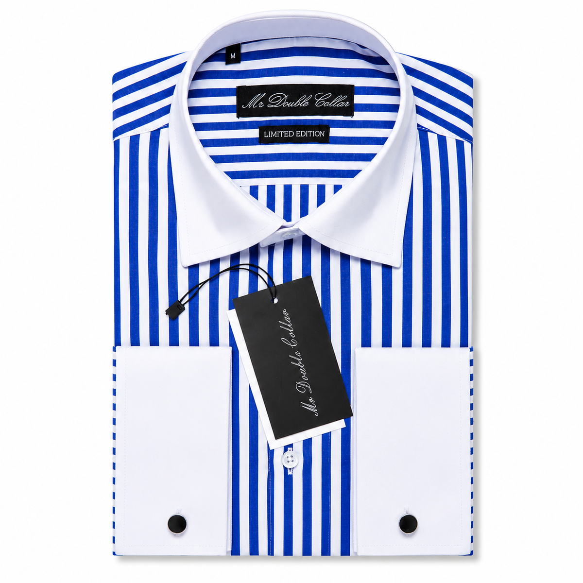 Mens Italian Design Blue Stripe Classic Fit Contrast Collar Formal Shi – MrDoubleCollar