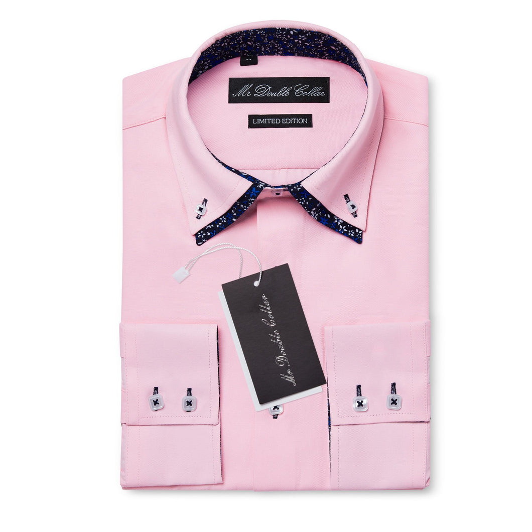 pink paisley dress shirt Hisdern Men's Pink Paisley Splicing Dress Shirt For Office Wear XL