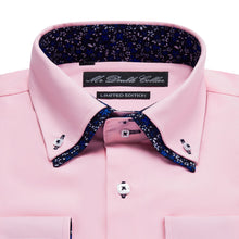 Mens Italian Design Pink Paisley Shirt Smart Casual Double Collar Long-sleeve