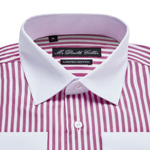 Mens Italian Design Pink Stripe White Cuff Smart Casual Longsleeve