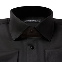 Mens Italian Double Cuff Formal Black Shirt Slim Fit Include Metal Cufflinks Long Sleeve