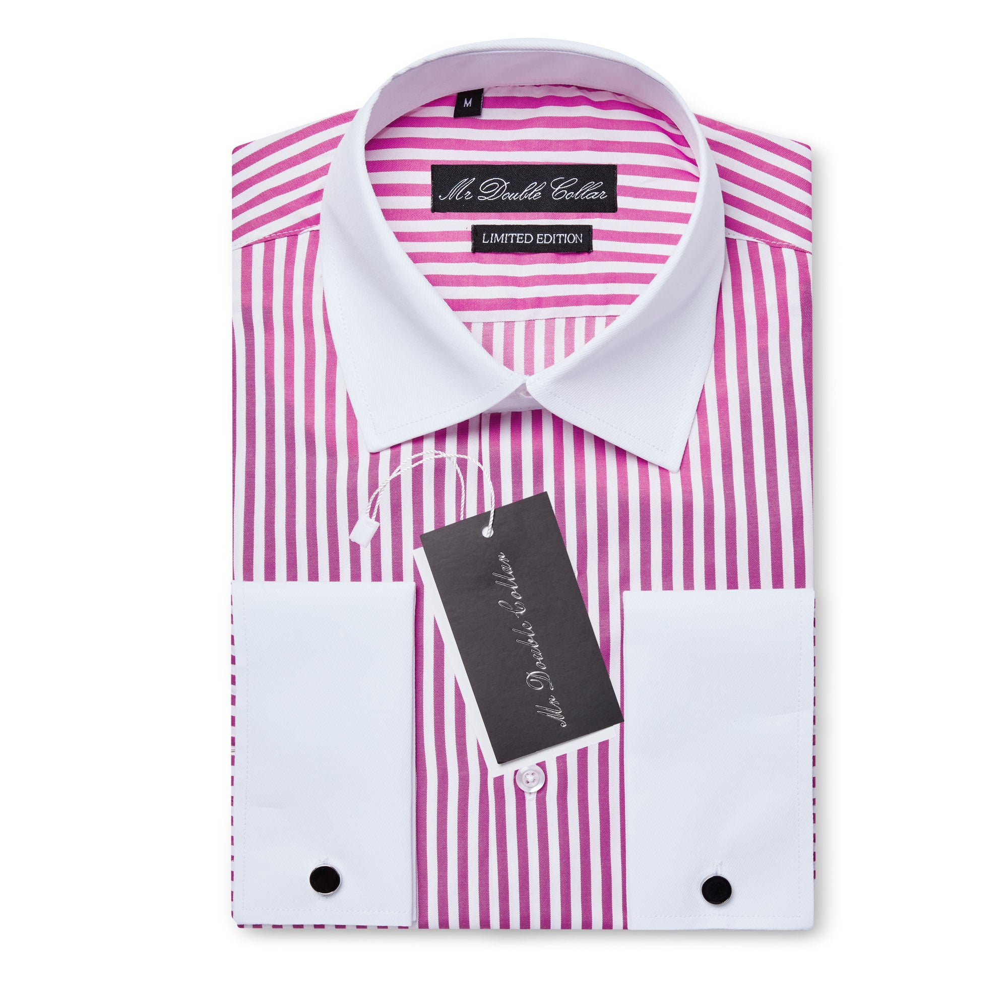 Mens Italian Design Pink Stripe Classic Fit Contrast Collar Formal Shi – MrDoubleCollar