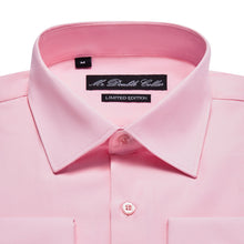 Mens Italian Double Cuff Formal Pink Shirt Slim Fit Include Metal Cufflinks Long Sleeve