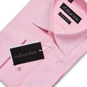 pink mens dress shirts Mens Italian Double Cuff Formal Pink Shirt Slim Fit Include Metal Cuff – MrDoubleCollar