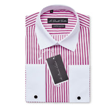 Mens Italian Design Pink Stripe White Cuff Smart Casual Longsleeve