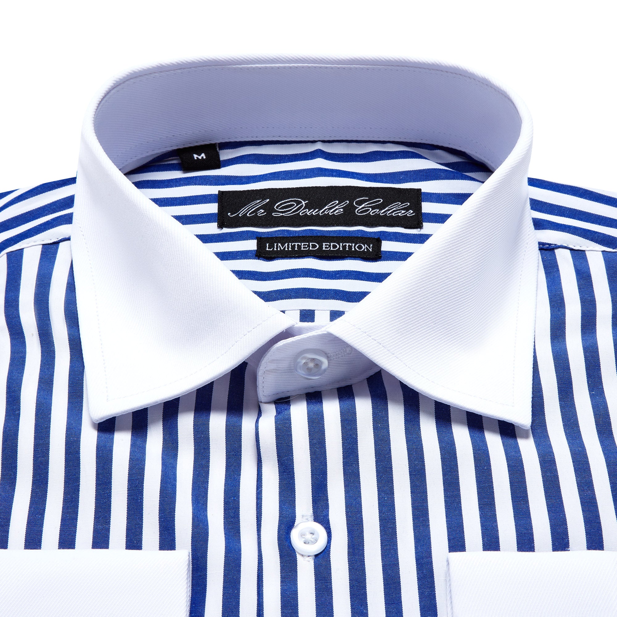 Mens Italian Design Blue Stripe Classic Fit Contrast Collar Formal Shi MrDoubleCollar Mens Italian Design Blue Stripe Classic Fit Contrast Collar Formal Shi MrDoubleCollar
