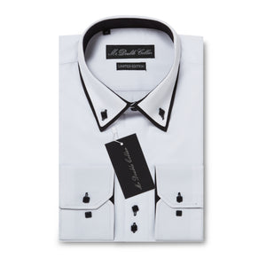 Mens Italian Design White with Black Shirt Smart Casual Double Collar MrDoubleCollar Mens Italian Design White with Black Shirt Smart Casual Double Collar MrDoubleCollar