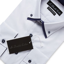 Mens Italian Design White Oxford Shirt Smart Casual Double Collar Longsleeve