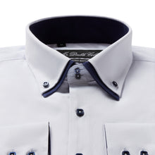 Mens Italian Design White Oxford Shirt Smart Casual Double Collar Longsleeve