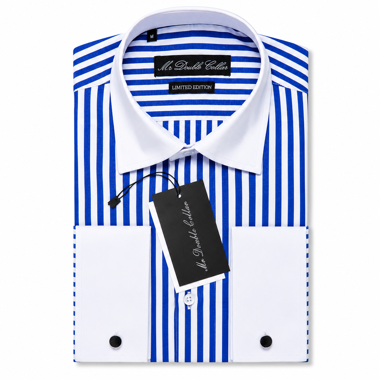 Mens Italian Design Blue Stripe Classic Fit Contrast Collar Formal Shi – MrDoubleCollar