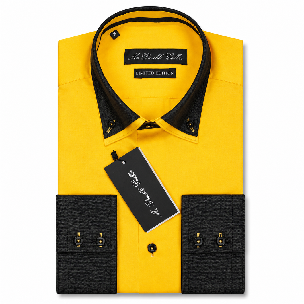 black and yellow dress shirt Mens Italian Design & with Black Contrast Collar an – MrDoubleCollar Beaded & Embellished Chenille embroidery Tips on How to COLOR:Brown Multi