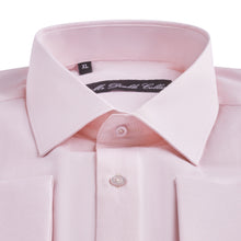 Mens Italian Double Cuff Formal Pink Shirt Slim Fit Include Metal Cufflinks Long Sleeve
