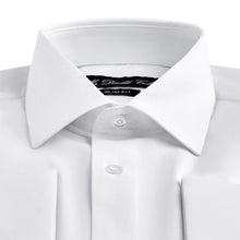 Mens Italian Double Cuff Formal White Shirt Slim Fit Include Metal Cufflinks Long Sleeve