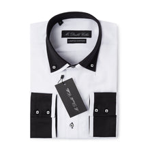 Mens Italian Design White Soft Cotton Shirt Smart Casual Double Collar Longsleeve