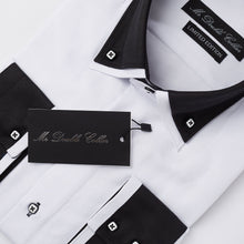 Mens Italian Design White Soft Cotton Shirt Smart Casual Double Collar Longsleeve