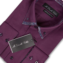 Mens Italian Design Purple Paisley Oxford Shirt Smart Casual Double Collar Long sleeve