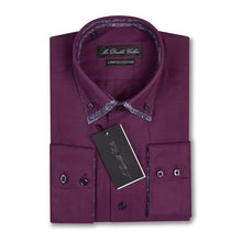 Mens Italian Design Purple Paisley Oxford Shirt Smart Casual Double Collar Long sleeve